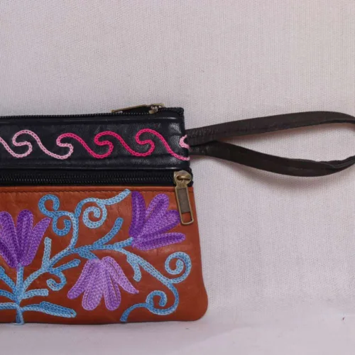 Kashmiri embroidery zip pouch bag 05