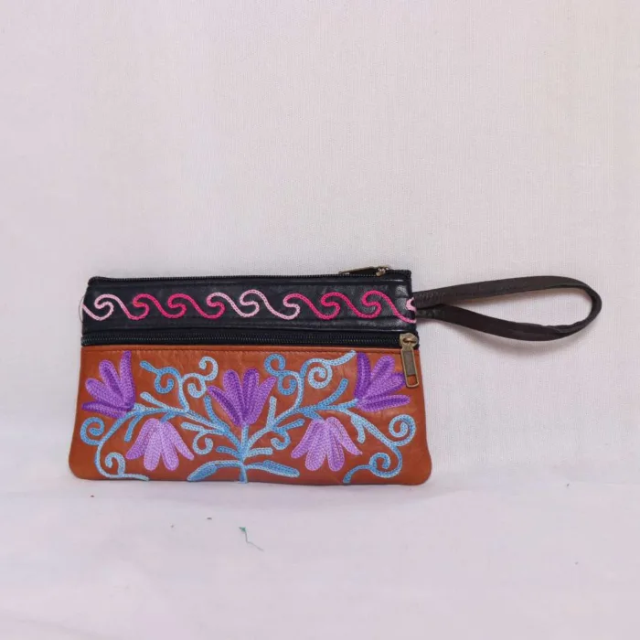 Kashmiri embroidery zip pouch bag 06