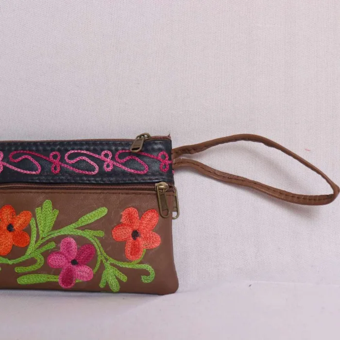 Kashmiri embroidery zip pouch bag 08