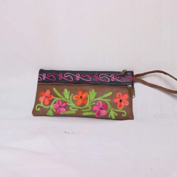 Kashmiri embroidery zip pouch bag 09