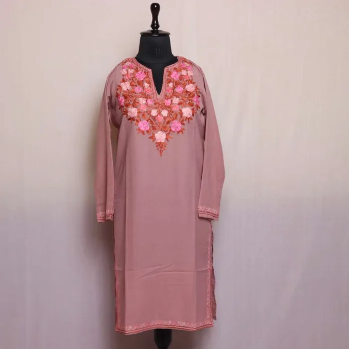 Maya Light Pink Kashmiri Cotton Aari Kurti