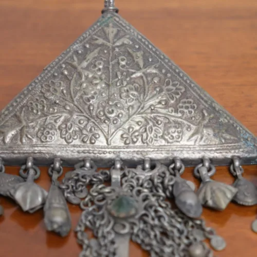 Triangle Shaped Pendent Kashmiri Traditional Antique Silver 12