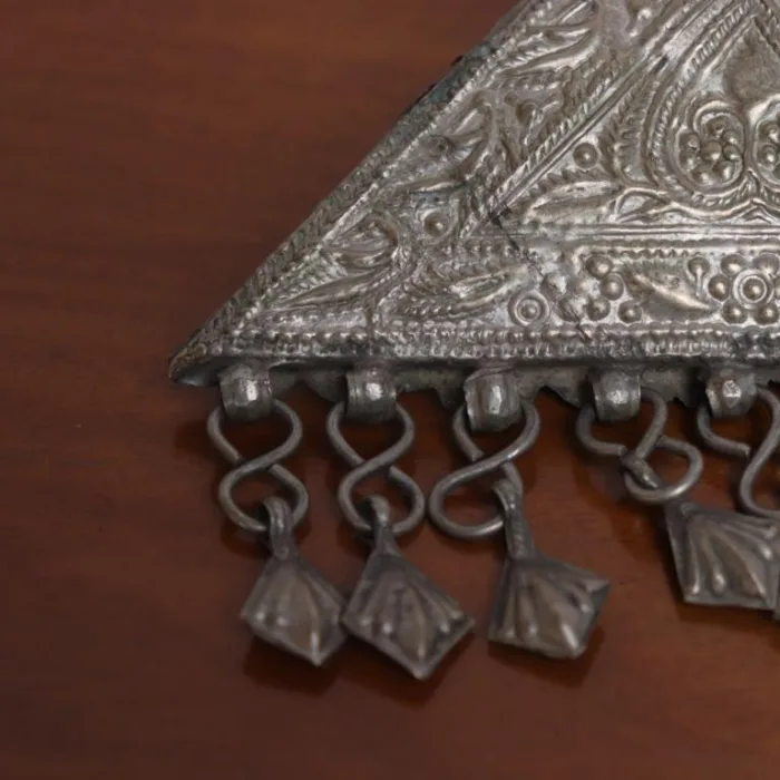 Triangle Shaped Pendent Kashmiri Traditional Antique Silver 17