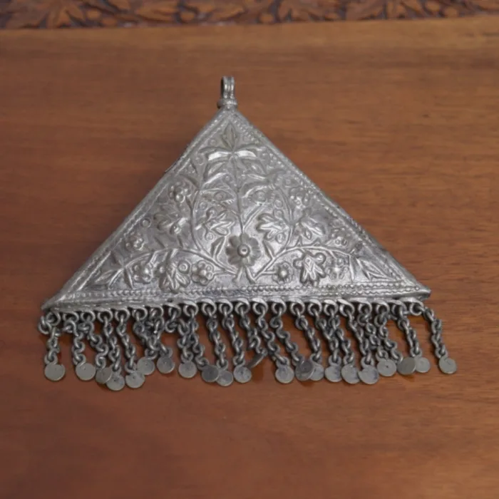 Triangle Shaped Pendent Kashmiri Traditional Antique Silver 2