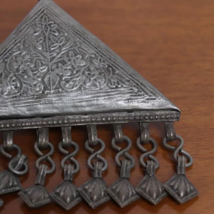 Triangle Shaped Pendent Kashmiri Traditional Antique Silver 7