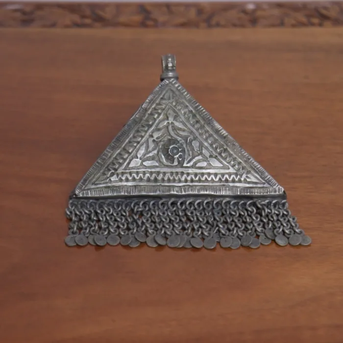 Triangle Shaped Pendent Kashmiri Traditional Antique Silver 8