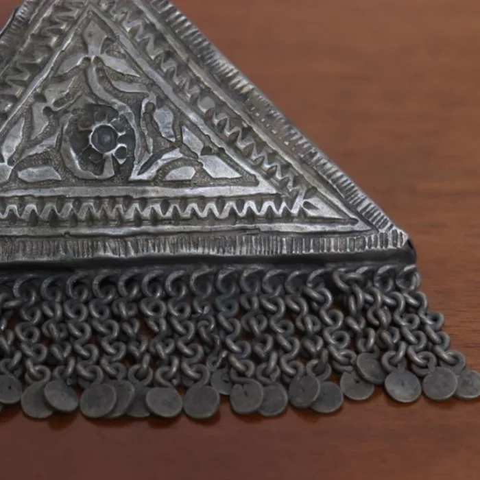 Triangle Shaped Pendent Kashmiri Traditional Antique Silver 9