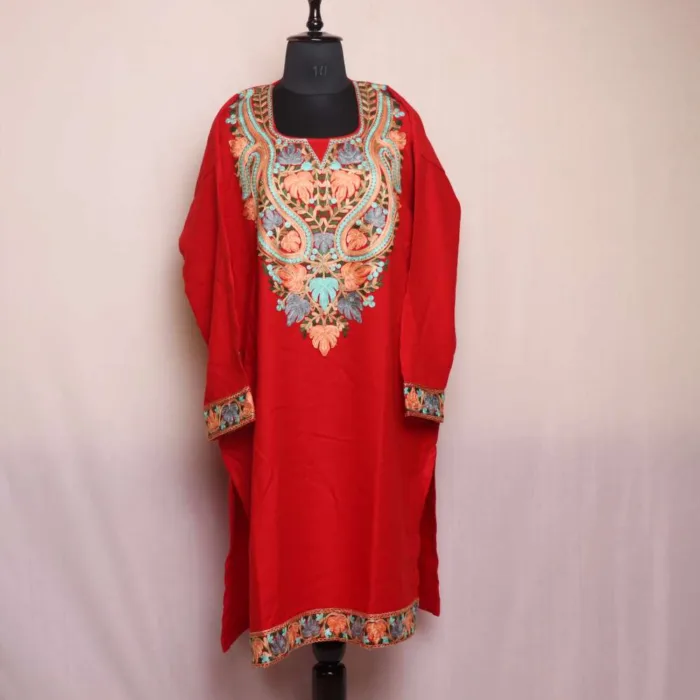 Woolen feran phiran dress with heavy border 15 jpg