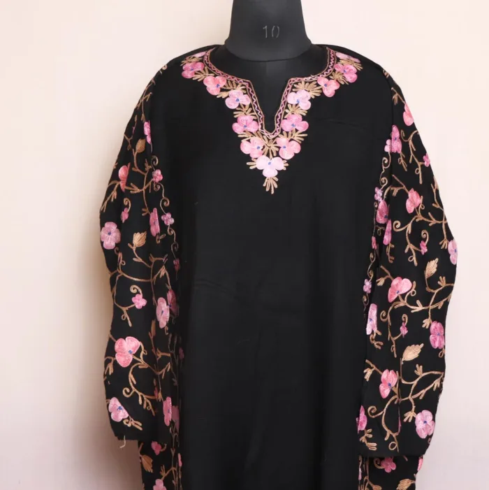 Woolen pheran heavy embroidery sleeves 10