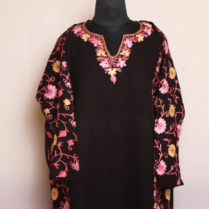 Woolen pheran heavy embroidery sleeves 15