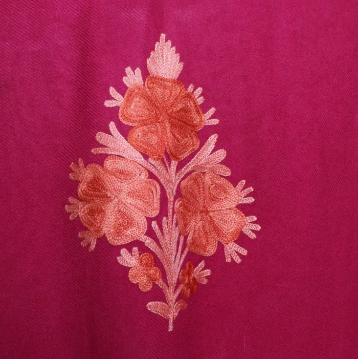 Sahira Purple Kashmiri Raffal Pheran with Aari Embroidery - Image 4