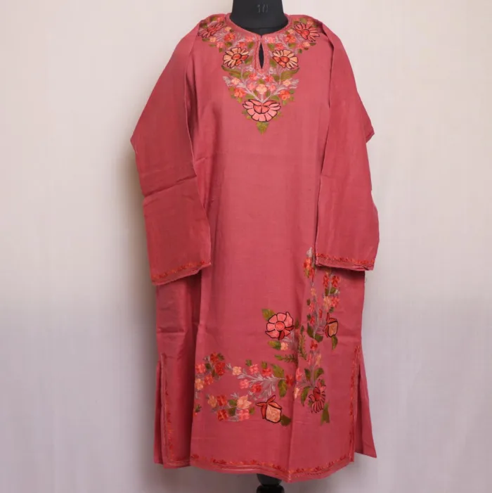 Gulnaz Pink Kashmiri Raffal Pheran - Aari Art