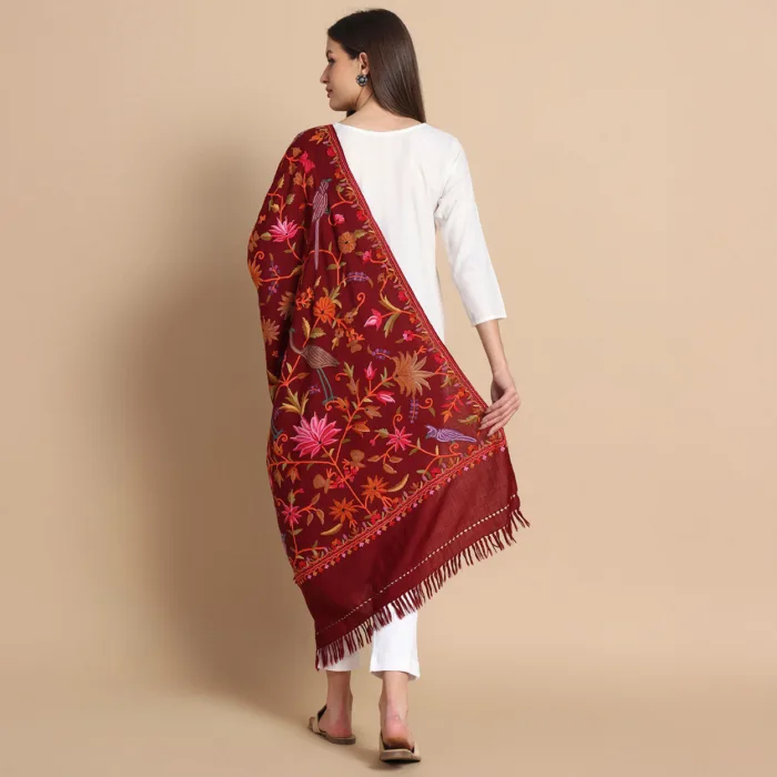 burgundy stole kashmir 3