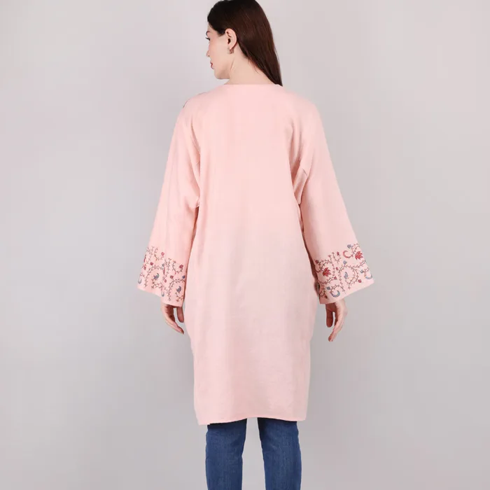 Baby Pink Luxury Full Jaldar Sozni Handwork Pheran - Pure Wool - Image 4