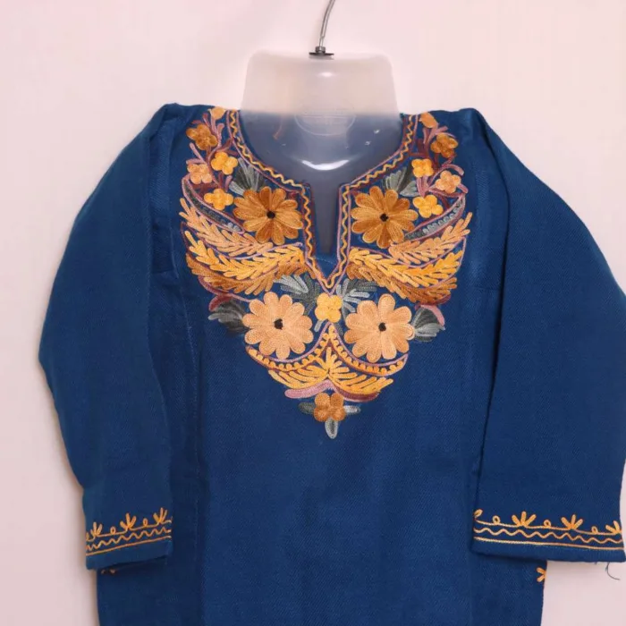 Blue Elegant Girls Pheran with Aari Embroidery - Parisa Collection (3-4y) - Image 2