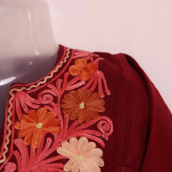 Maroon Girls Pheran with Elegent Aari Work - Parisa Collection (3-4y) - Image 3