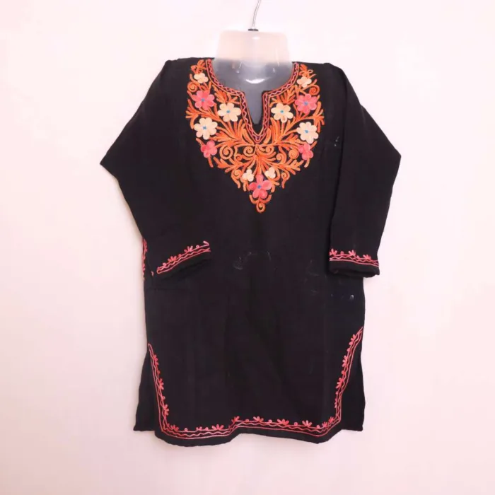 Beautifully Designed Girls Black Pheran with Aari Embroidery - Parisa Collection (3-4y)