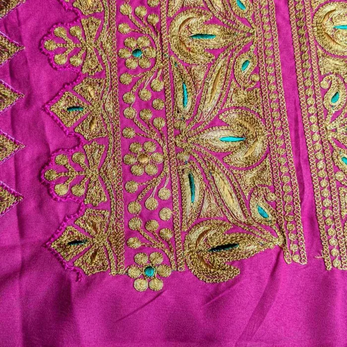 Pink and Golden Designer Tilla Patch With Border, Pocket and Sleeves Lace - Koraab Collection - Image 4