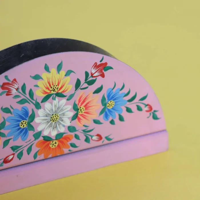 Handcrafted Kashmiri Enamel Tissue Holder with Leaf Motif - Image 3