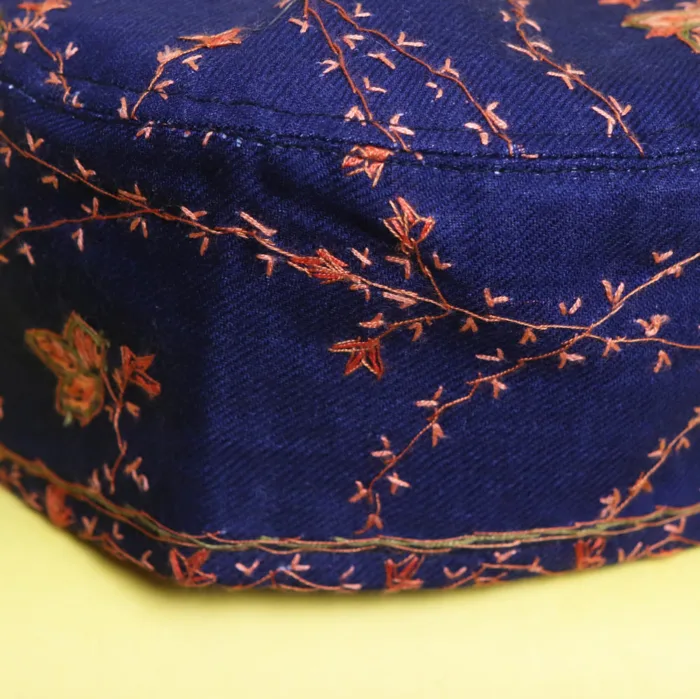 Mirza Beigh Toosha Blue Cap Adorned with Sozni | Akh Border - Image 2