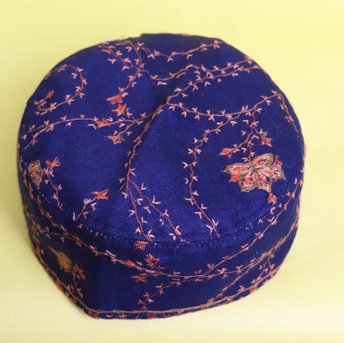 Mirza Beigh Toosha Blue Cap Adorned with Sozni | Akh Border - Image 3