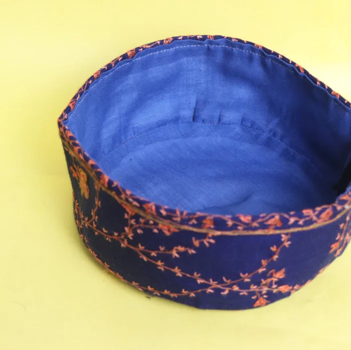 Mirza Beigh Toosha Blue Cap Adorned with Sozni | Akh Border - Image 4