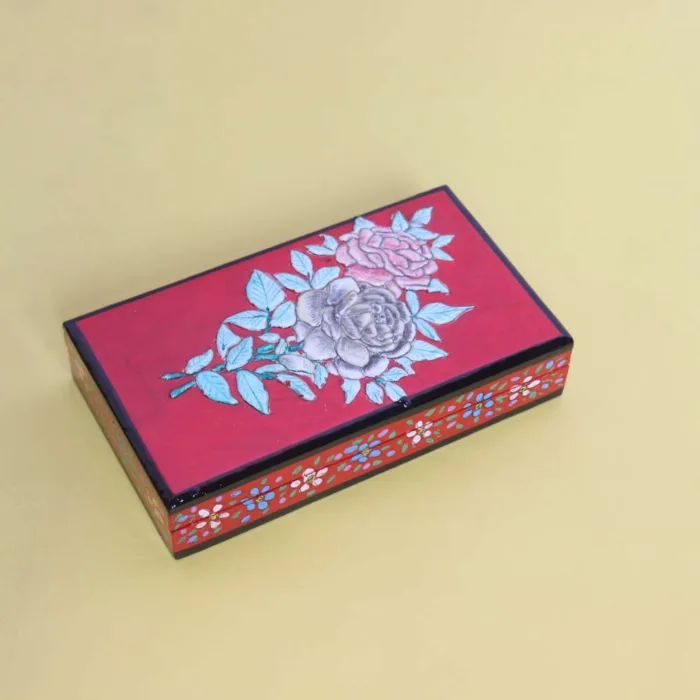 Traditional Kashmiri Paper Mache Rosy Decorative Box