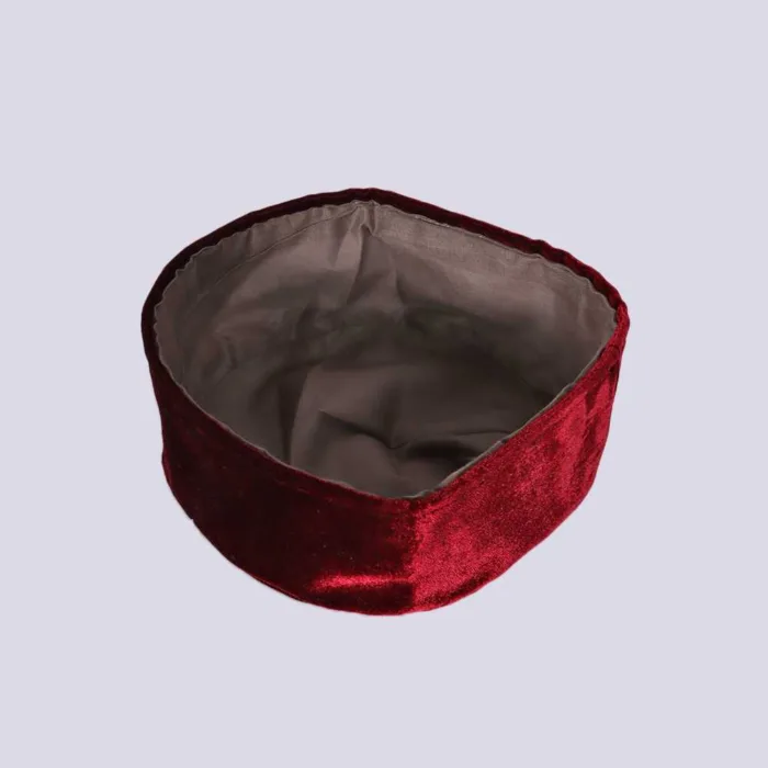 Kashmiri Plain Maroon Makhmal | Velvet Cap - Image 2