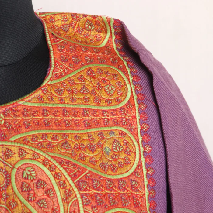 Purple Needlework Cashmilon Pheran with Sozni Detailing - Dalgate Collection - Image 3