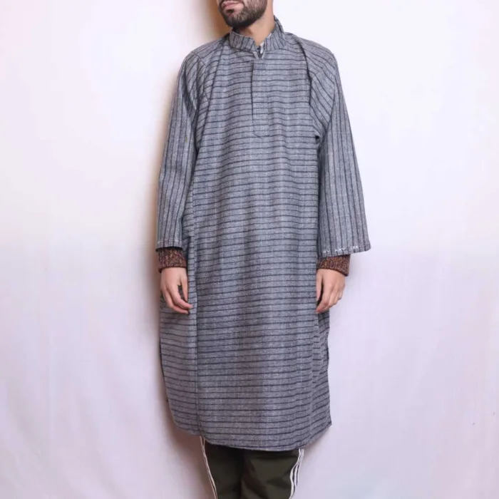 Stylish Grey Tweed Gents Pheran  (L: 45, C:60 ) - Baraqah Collection