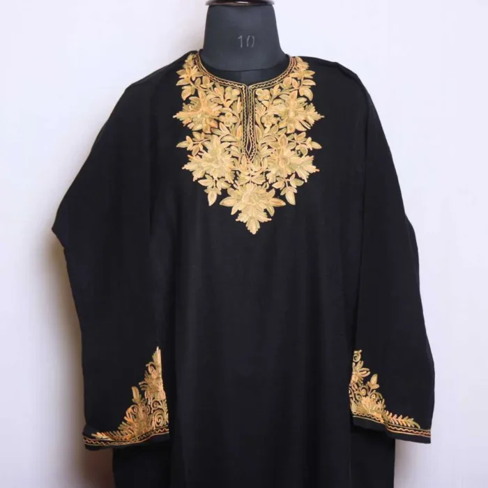 Black Aari Embroidered Pheran | Pheran with Detailed Sleeve Work - Zikaar Collection