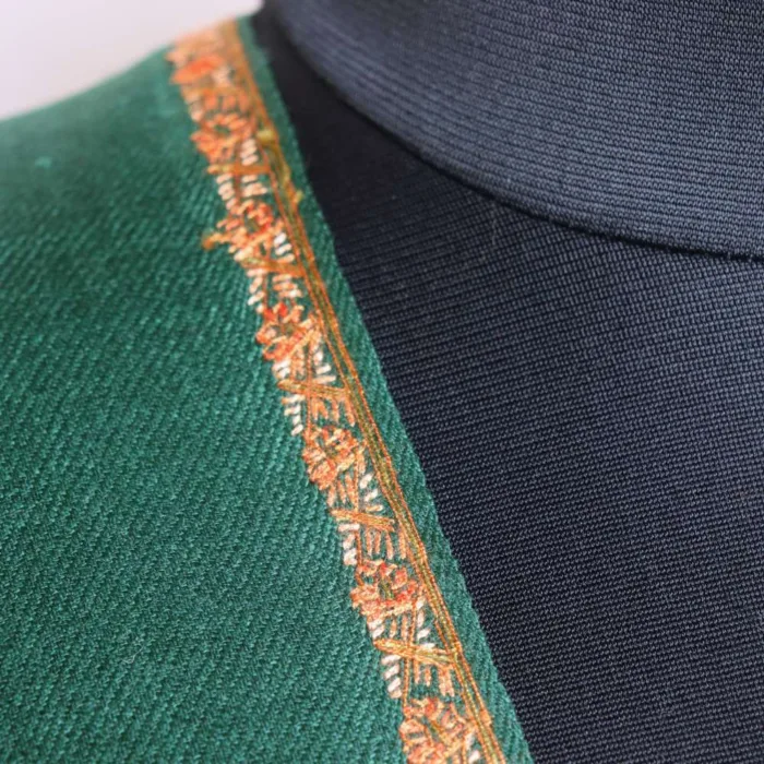 Men Green Shawl | Hand Sozni Embroidery | Mughal Collection - Image 2