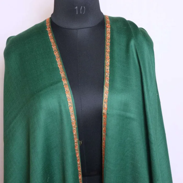 Men Green Shawl | Hand Sozni Embroidery | Mughal Collection - Image 4