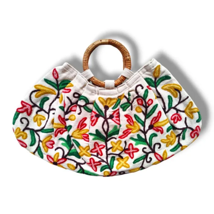 Gulrang Kashmiri Crewel Moon Bag