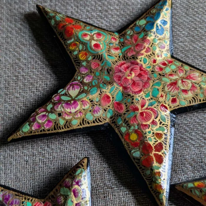 Multi Colored Paper Mache Handmade Star Set | Decoration Set | Christmas Decoration - Image 2