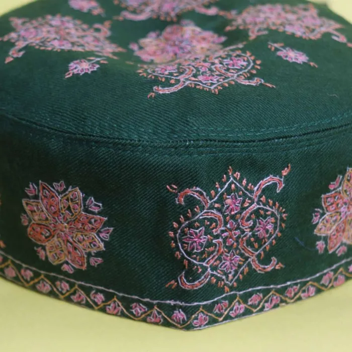 Khani Pashmina Cap with Hand Sozni Embroidery - Image 2