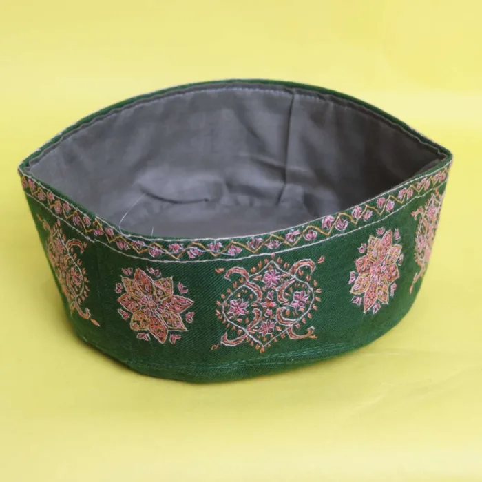 Khani Pashmina Cap with Hand Sozni Embroidery - Image 3