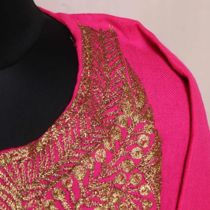 Beautiful Pink Tilla Embroidered Raffal Pheran | Phiran - Ashar Collection - Image 3