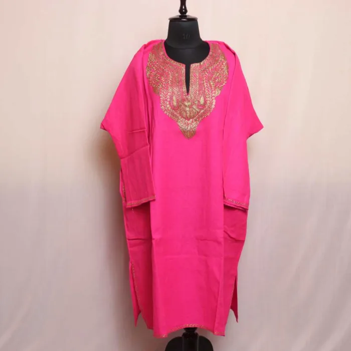 Beautiful Pink Tilla Embroidered Raffal Pheran | Phiran - Ashar Collection - Image 2