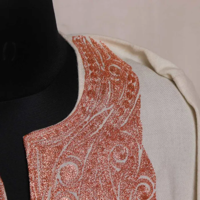 White Raffal Tilla Pheran | Phiran for a Warm Winter Look - Ashar Collection - Image 3