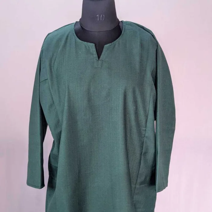 Classic Winter Wear Green Plain Cashmilon Pheran - Image 2