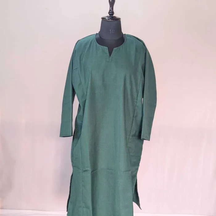 Classic Winter Wear Green Plain Cashmilon Pheran