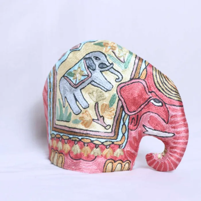 Elegant Elephant Design Chain Stitch Tea Cozy with Silk Thread