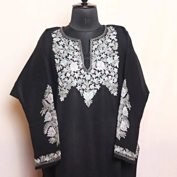 Black Aari and Zari Embroidered Premium Tweed Pheran - Zohra Collection