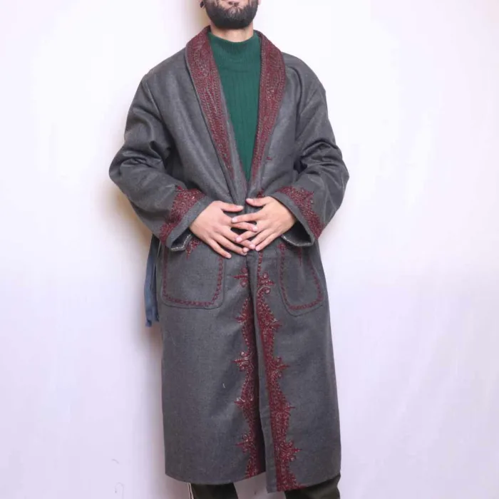 Tweed Gowns Robe Kimono with hand aari embroidery 40