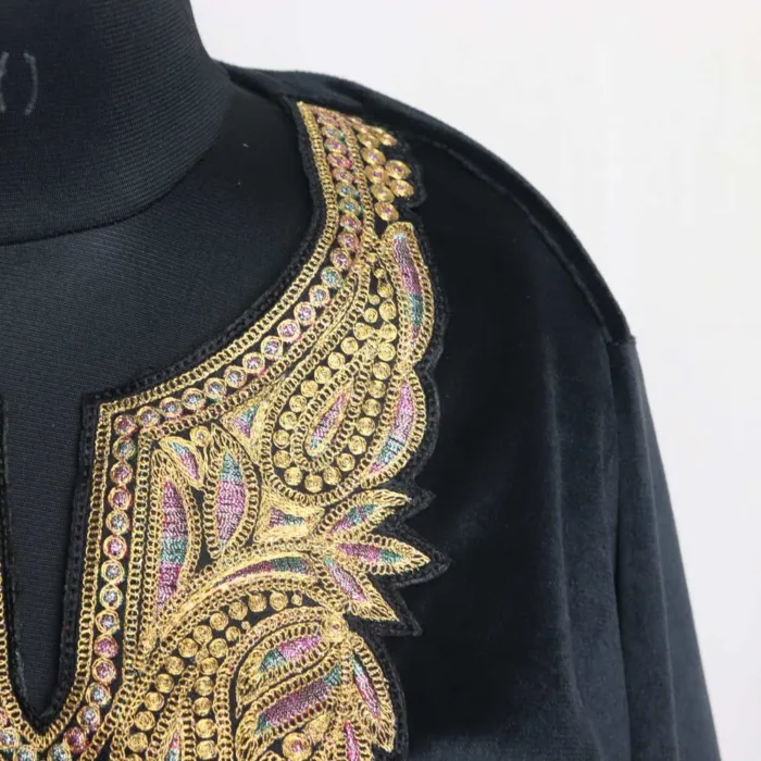 Beautiful Black Charcoal Velvet Kurti with Tilla Embroidery - Rubeen Collection - Image 3