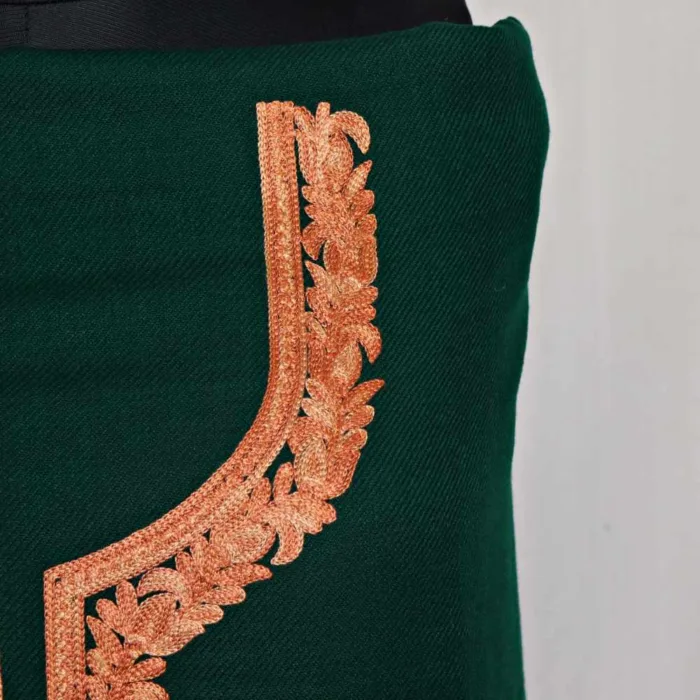 Green Boothi Lehar Cashmilon Wool 2PC Kashmiri Dress Material | Marhaba - Image 3