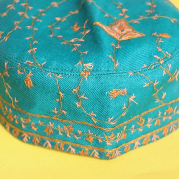 Abdulla Green Toosha Cap with Traditional Sozni Work | Double Border - Image 2