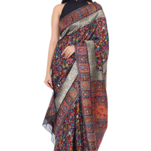 black kashmiri kani handloom woven saree 2