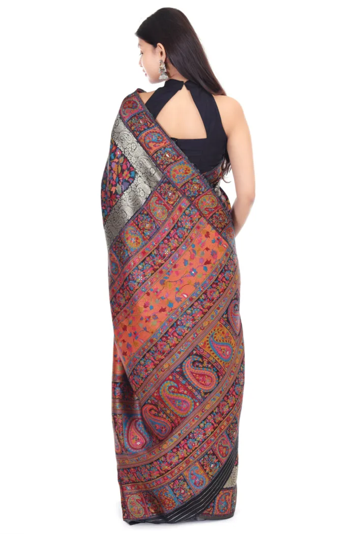 black kashmiri kani handloom woven saree 3